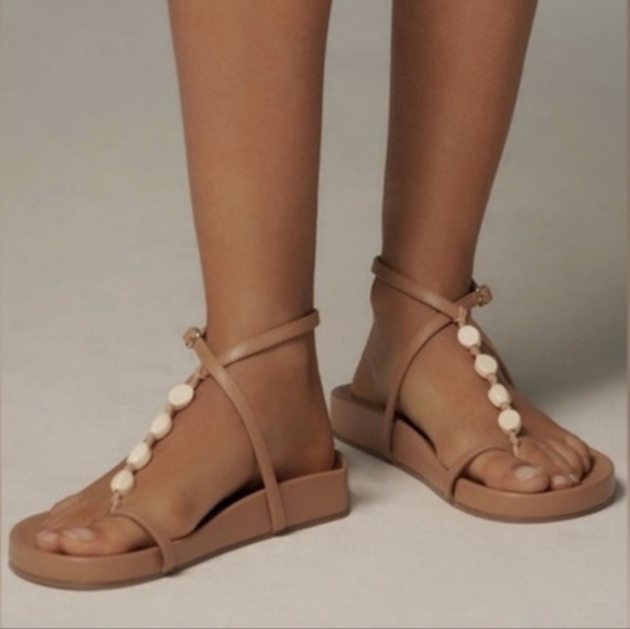 Anthropologie Toe-Loop Stone Sandals In Tan Size 10 M - Picture 13 of 15